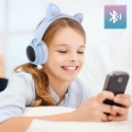 Katzenohren kabellose Bluetooth Kopfhörer, Kitty Headset – Hellblau