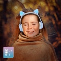 Katzenohren kabellose Bluetooth Kopfhörer, Kitty Headset – Hellblau