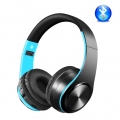 Headsets Bluetooth 5.0 Stereo Gaming Headset Geräuschunterdrückung Faltbare MIC-Kopfhörer Kopfhörer Weiche Ohrmuscheln Blau+Schw