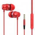 3,5-mm-Kabel-In-Ear-Kopfhörer mit schwerem Bass und Stereo-Lautstärkeregler mit Mikrofon-(rot)
