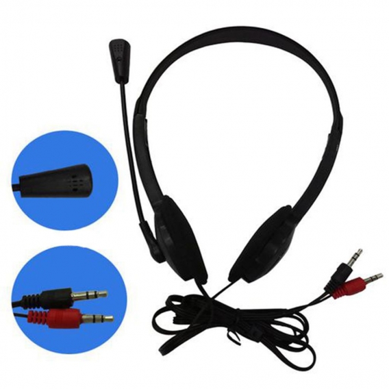3,5 mm kabelgebundener Over-Ear-Kopfhörer,Stereo-Headset mit Mikrofon für PC-Laptop,Schwarz