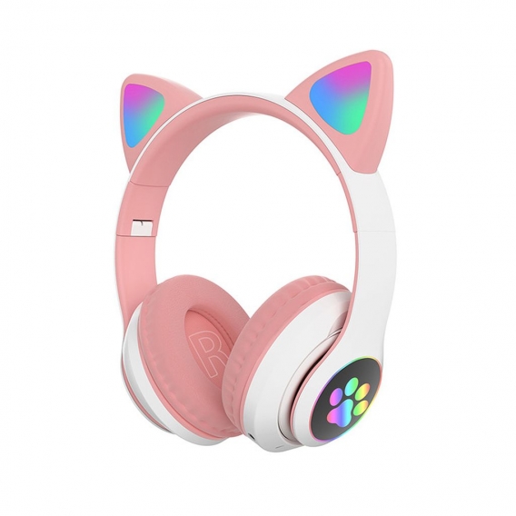 STN-28 Over-Ear-Musik-Headset Glš¹hende Cat-Ear-Kopfh?rer Faltbarer kabelloser BT5.0-Kopfh?rer mit Mikrofon AUX IN TF-Karte MP3-