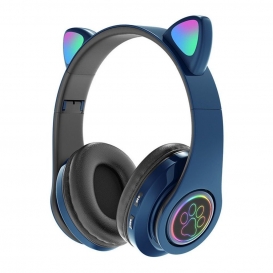 More about Netter Anime Luminous Cat Ear Kopfhörer Bluetooth 5.0 Wireless  Faltbarer Kopfhörer Blau