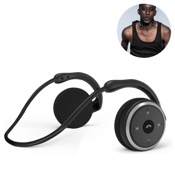 Wireless Kopfhörer On Ear mit Clear Voice Capture Technologie und Echo Cancellation Mikrofon für Gym, Sport, Running, Work(Black