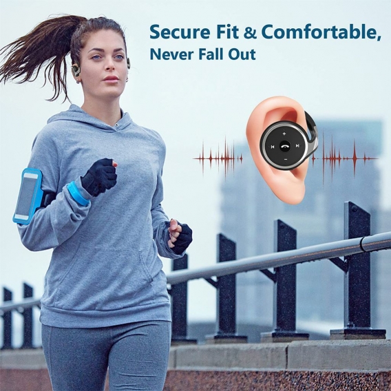 Wireless Kopfhörer On Ear mit Clear Voice Capture Technologie und Echo Cancellation Mikrofon für Gym, Sport, Running, Work(Black