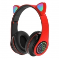 Bluetooth Wireless Kopfhörer Gaming Headsets Stereo Sound, Weiche Ohrpolster, Katze Ohr Headset für Reise/Arbeit Farbe rot