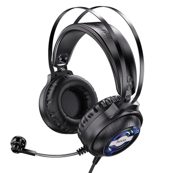 Hoco Gaming W101 Headset für PC, Laptop Stereo Virtual Surround Sound, mit Mikrofon LED-Beleuchtung Over-Ear Kopfhörer Ohrhörer,