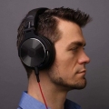 Over Ear Kopfhörer Geschlossene Studiokopfhörer mit Kabel, Mikrofon,Share Port, Protein-Leder-Ohrmuscheln für Podcast, Recording