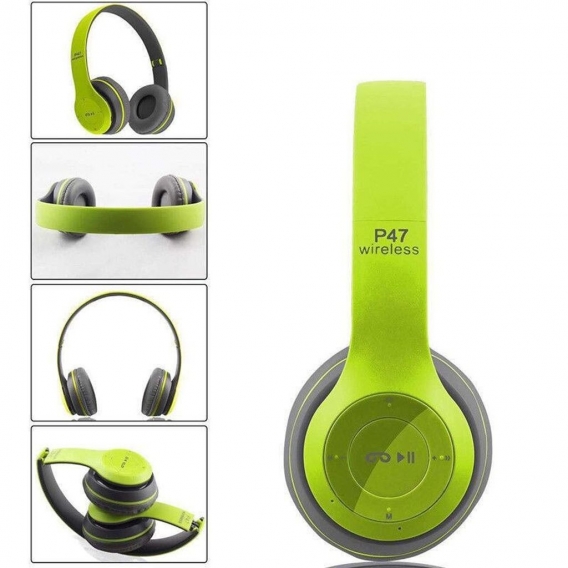 Bluetooth Wireless Headset AlianX P47 Bluetooth 5.0 + Edr Stereo Headphones MP3 / MP4 Radio FM, Grün