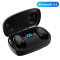 T10 TWS Bluetooth-Handy,5.0 Touch-Steuerung In-Ear-Stereo-Wireless-Ohrhörer Ohrstöpsel,Schwarz mit Digitalanzeige