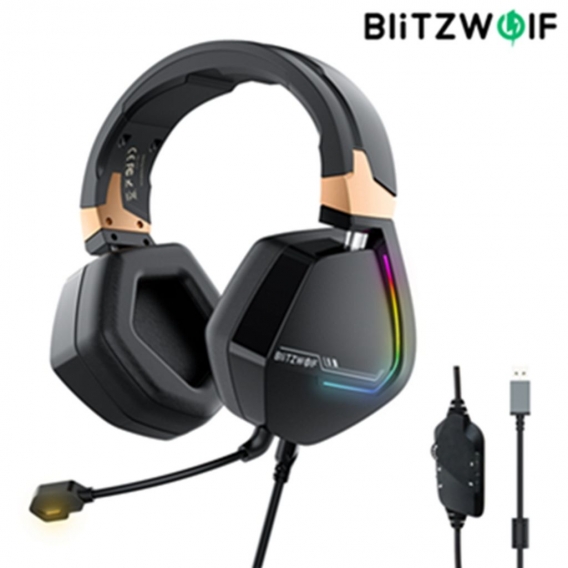 BlitzWolf 2 Gaming Kopfhörer 7.1 Kanal 53mm Treiber USB-Kabel RGB Gamer Headset mit Mikrofon für Computer PC PS3 / 4 [+ Schnitts