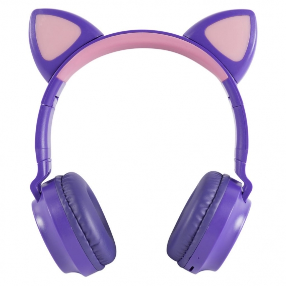 Kabellose Kopfhörer für Kinder mit Katzenohren - lila - rosa