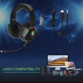 KUBITE K-15 Gaming-Headset 3,5 mm + USB-Stecker Stereo-Over-Ear-Kopfhoerer mit RGB-Lichteinstellbarer Mikrofonlautstaerkeregelun