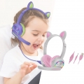 Katzenohr-Kopfhörer Stereo-Gaming-Headset für PC-Handy Leichte Over-Ear-Bürokopfhörer Noise Cancelling-Lautstärkeregler Farbe Gr