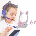 Katzenohr-Kopfhörer Stereo-Gaming-Headset für PC-Handy Leichte Over-Ear-Bürokopfhörer Noise Cancelling-Lautstärkeregler Farbe Gr