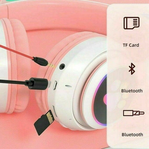 KZKR Tragbare digitale kabellose faltbare Katzenohr-Kopfhörer over ear