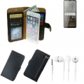TOP SET Portemonnaie Schutz Hülle kompatibel mit Cubot Note 20  schwarz aus Kunstleder + Kopfhörer Walletcase Smartphone Tasche 