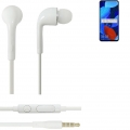 K-S-Trade Kopfhörer Headset kompatibel mit Huawei nova 5T mit Mikrofon u Lautstärkeregler weiß 3,5mm Klinke Kabel Headphones Ohr