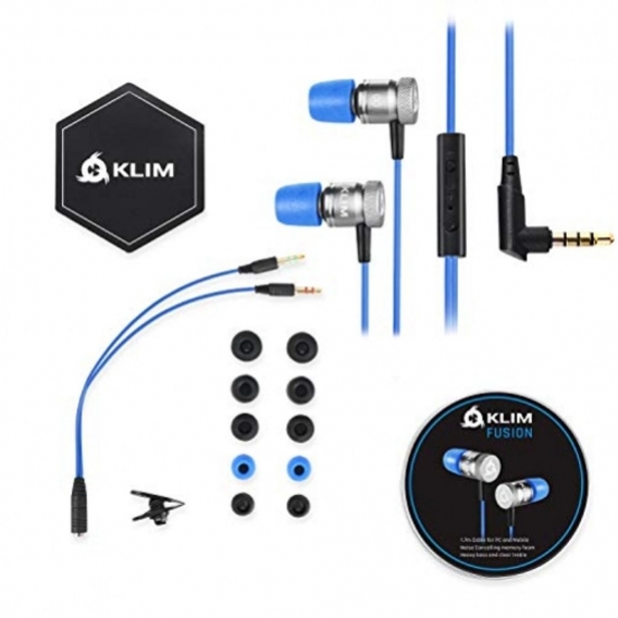 Klim Fusion High Quality Audio In-Ear Headphones with Memory Foam Blue
