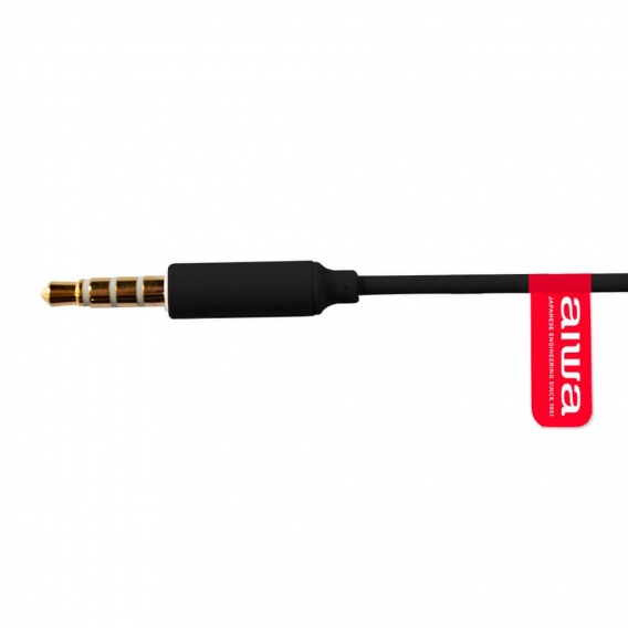 Aiwa ESTM-500BK In-Ear Kopfhörer schwarz kabelgebunden Headset mit 3,5 mm 5mW Klinkenstecker mit Zubehör wired Freisprechfunktio