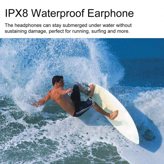 IPX8 Wasserdichte Bluetooth-Kopfhörer CSR Wireless Stereo Headset mit Mikrofon Bass Sport Lauf Kopfhörer[Blau]