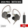 KZ-ZSNpro Double Dynamic 2Pin-Stecker Ohrhaken In-Ear-Stereo-Musik-Kabel-Kopfhoerer Grau