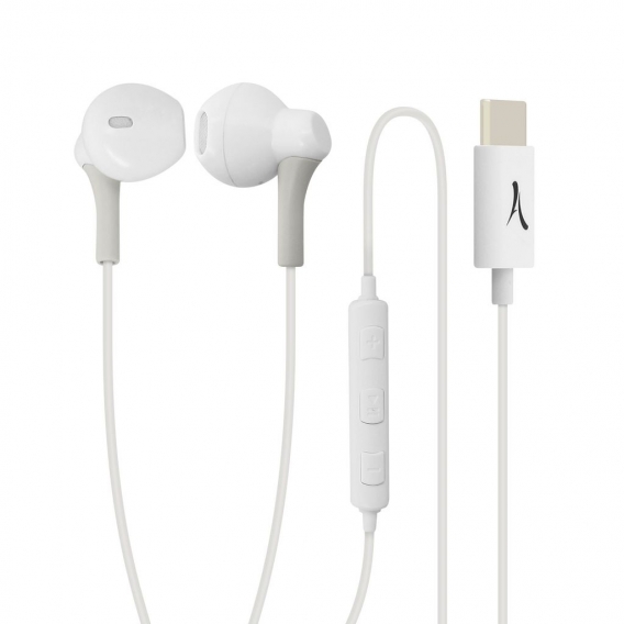 Akashi USB-C in-ear Kopfhörer mit Mikrofon und Multifunktionstasten – Weiß