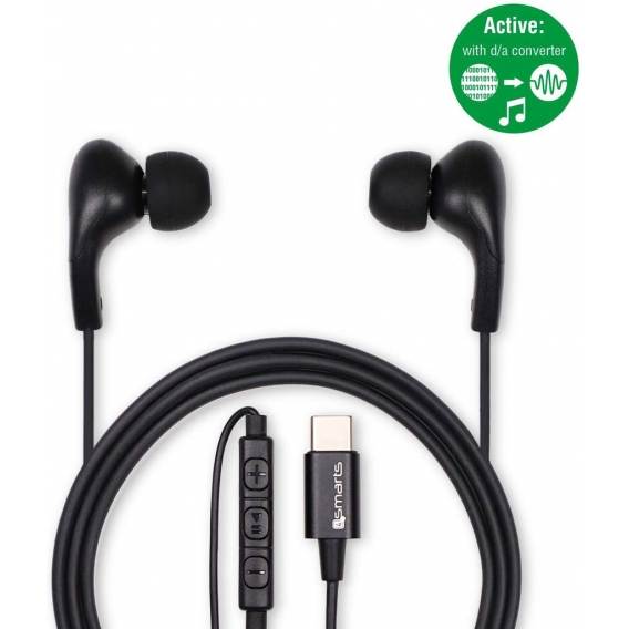 4smarts Aktives In-Ear Stereo Headset Melody USB-C Schwarz | USB Typ C