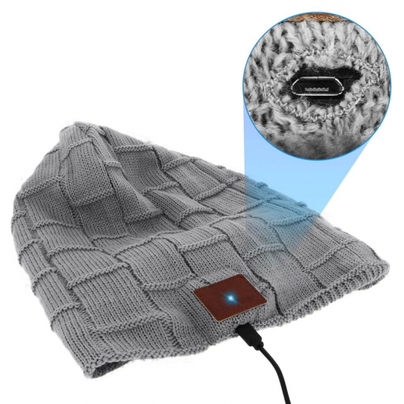 Kabellose Bluetootgh Mütze – Mit Freisprechanlage und Kopfhörer – Grau