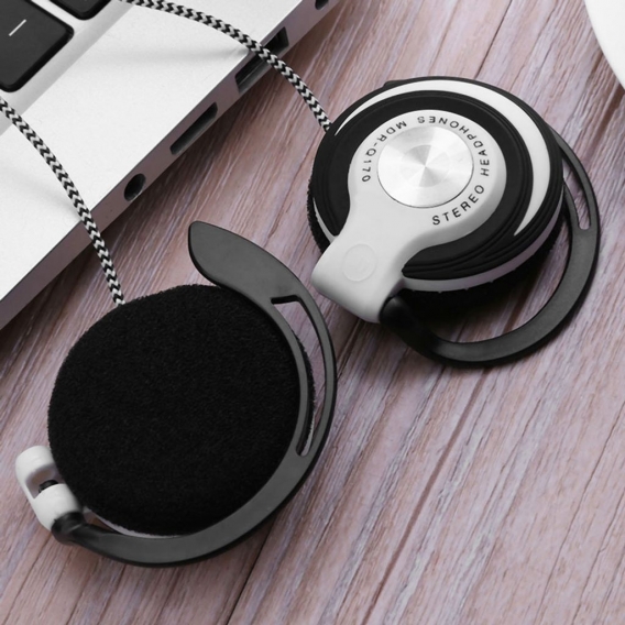 3,5 mm Wired Gaming Headset On-Ear Sport Kopfhörer Ohrbügel Musik Kopfhörer für Smartphones Tablet Laptop Desktop PC[Weiß]