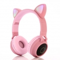 Kinderkopfhörer Bluetooth, Mädchen Katzenohr Kopfhörer Over-Ear mit LED-licht Faltbare Stereo Kopfhörer Kabellose, Kopfhörer Hea