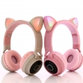 Kinderkopfhörer Bluetooth, Mädchen Katzenohr Kopfhörer Over-Ear mit LED-licht Faltbare Stereo Kopfhörer Kabellose, Kopfhörer Hea