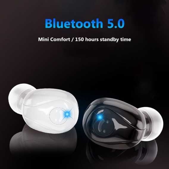 Y01 Mini Bluetooth 5.0 Drahtloser In-Ear-Stereo-Kopfhoerer Sport-Ohrhoerer mit Mikrofon Schwarz