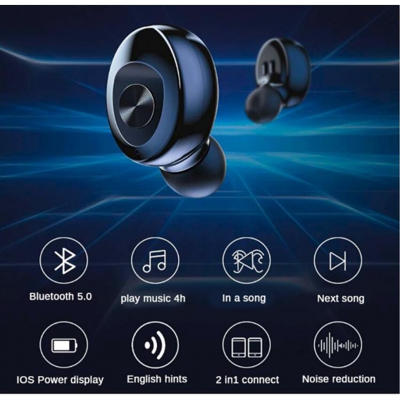 Bluetooth 5.0 Earphone Stereo Wireless Earbus HIFI Sound Sport Earphones Handsfree Gaming Headset with Mic for Phone