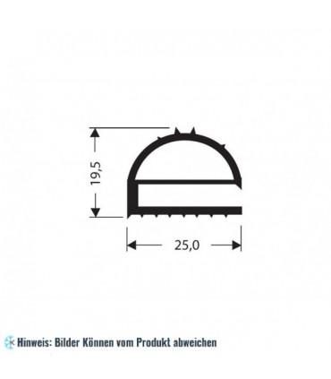 Flachprofil PVC grau 1 m (19,5x25)