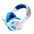 LED-Licht Weicher Ohrenschuetzer Einstellbarer Over-Ear-PC-Notebook-Gaming-Headset mit Kabel Blau Weiss