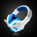 LED-Licht Weicher Ohrenschuetzer Einstellbarer Over-Ear-PC-Notebook-Gaming-Headset mit Kabel Blau Weiss