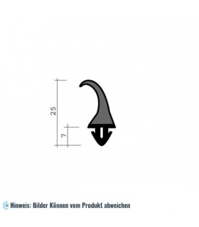 Eindrückprofil Gummi schwarz für Drehtür 1 m (25x7)