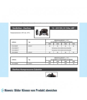 Kompressor DANFOSS BD35F-T, LBP - R134a, ohne Anlaufelektronik, 12-24 V