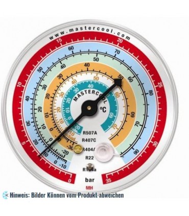 Ersatz Manometer 63mm, Hochdruck, Bar/°C, R134a, R404A, R407C, R22, R507A