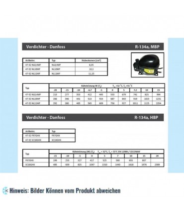 Kompressor DANFOSS SC18GH, HBP - R134a, 200-240V/50-60 Hz