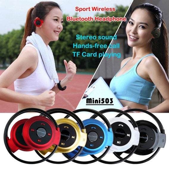 Drahtloser Bluetooth Stereo Sound Kopfhoerer MP3 Player Sport Kopfhoerer mit Mikrofon Rot