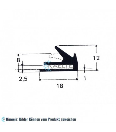 EPDM-Gummidichtungsprofil schwarz 1 m (18x12) - nicht lieferbar