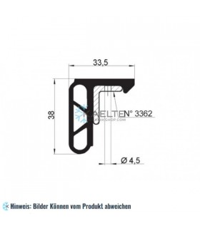 Gummi Dichtung schwarz 3,4 m (38x33,5)