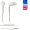 K-S-Trade Kopfhörer Headset kompatibel mit Oppo F9 mit Mikrofon u Lautstärkeregler weiß 3,5mm Klinke Kabel Headphones Ohrstöpsel