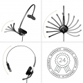 GEQUDIO Headset 1-Ohr für Mitel,Aastra,Poly,Gigaset-RJ Kabel