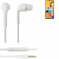 K-S-Trade Kopfhörer Headset kompatibel mit Samsung Galaxy M30s mit Mikrofon u Lautstärkeregler weiß 3,5mm Klinke Kabel Headphone