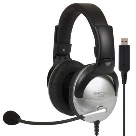 Koss Gaming Kopfhörer SB45 USB Headband/On-Ear, USB, Mikrofon, Silber/Schwarz, Noice Cancelling,