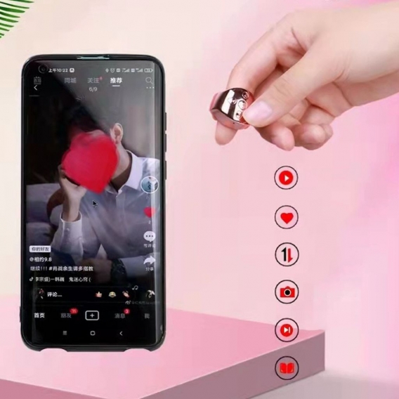 Bluetooth Remote Control, Foto-Shutter-Fernbedienung, Smartphone kabellose multifunktionale Ring Bluetooth Fernbedienung mit Sel
