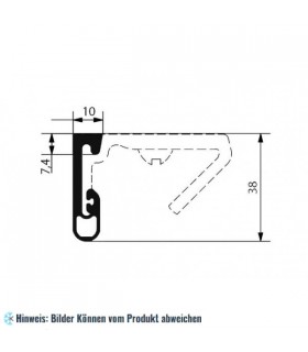 EPDM-Gummidichtung schwarz für Kufe 2320 1m (38x10)